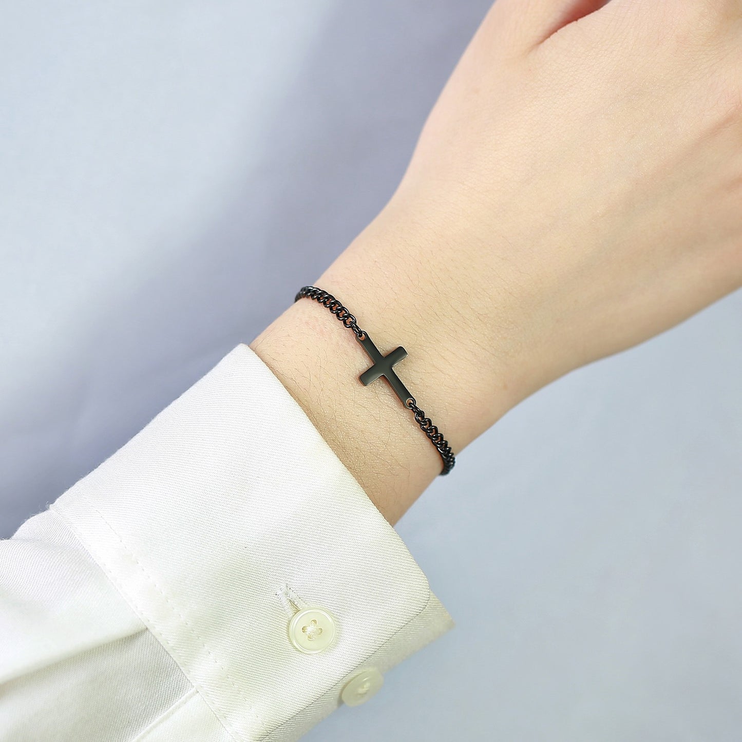 Pulsera minimalista de mujer con cadena de cuentas cruzadas de acero inoxidable Kemstone BR-1125