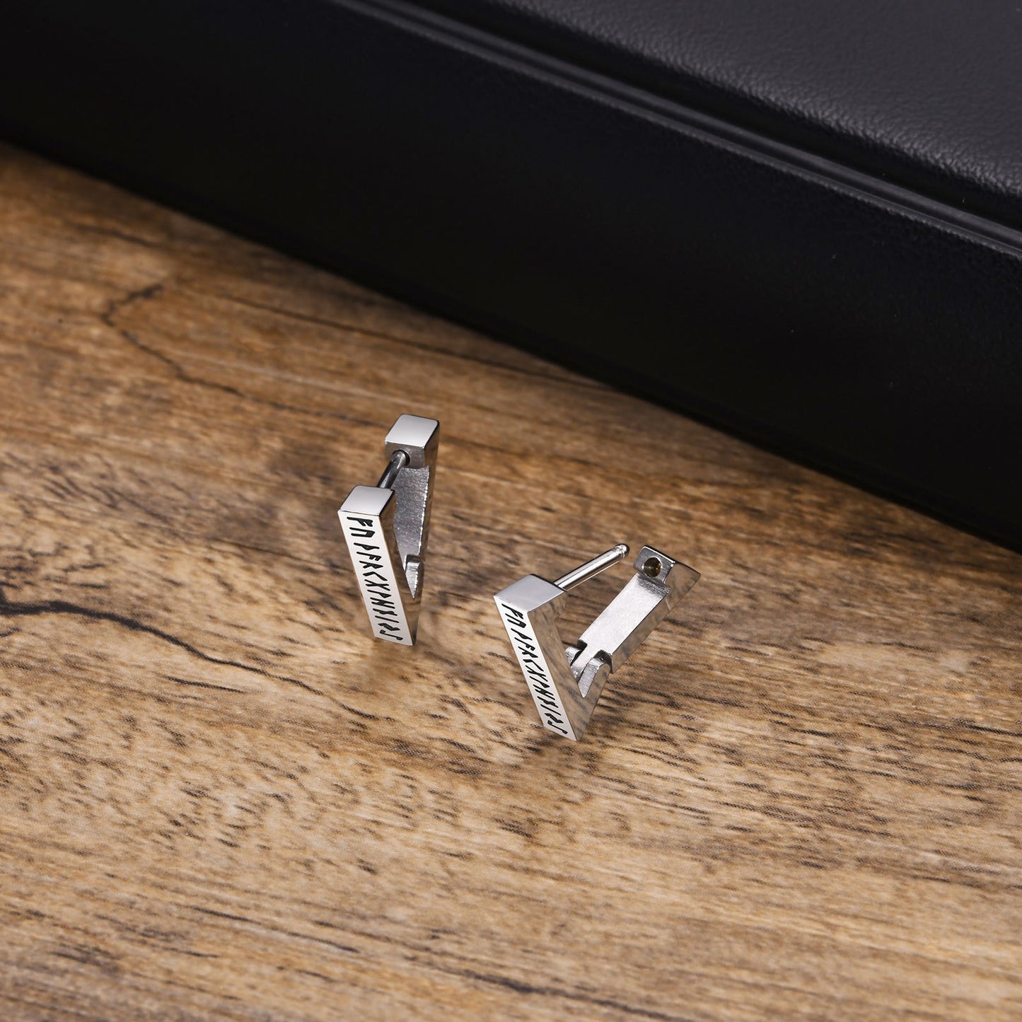 Kemstone Viking Rune Ear Cuff – Stainless Steel Triangle Symbol Jewelry for Men EH-524
