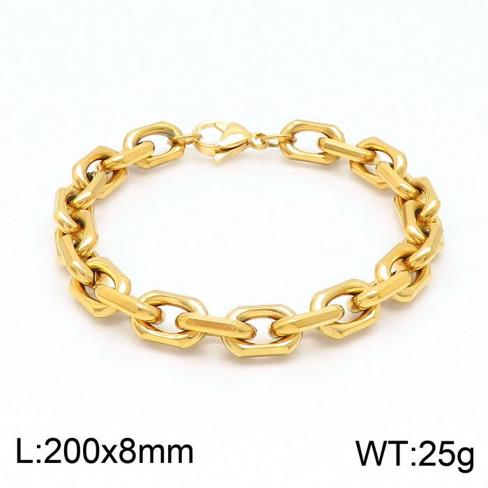Kemstone Men’s Black O-Link Chain Bracelet & Necklace – Stainless Steel Gothic Viking KS141119-Z