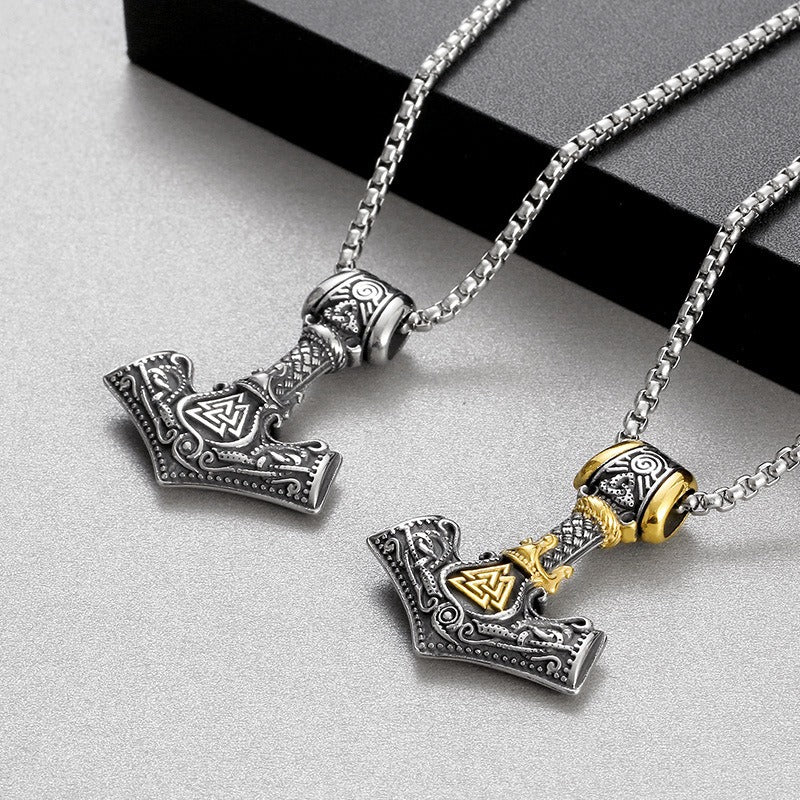 Kemstone Viking Anchor Pendant Necklace – Odin Rune Triquetra Stainless Steel Norse Jewelry KP130629-TLX