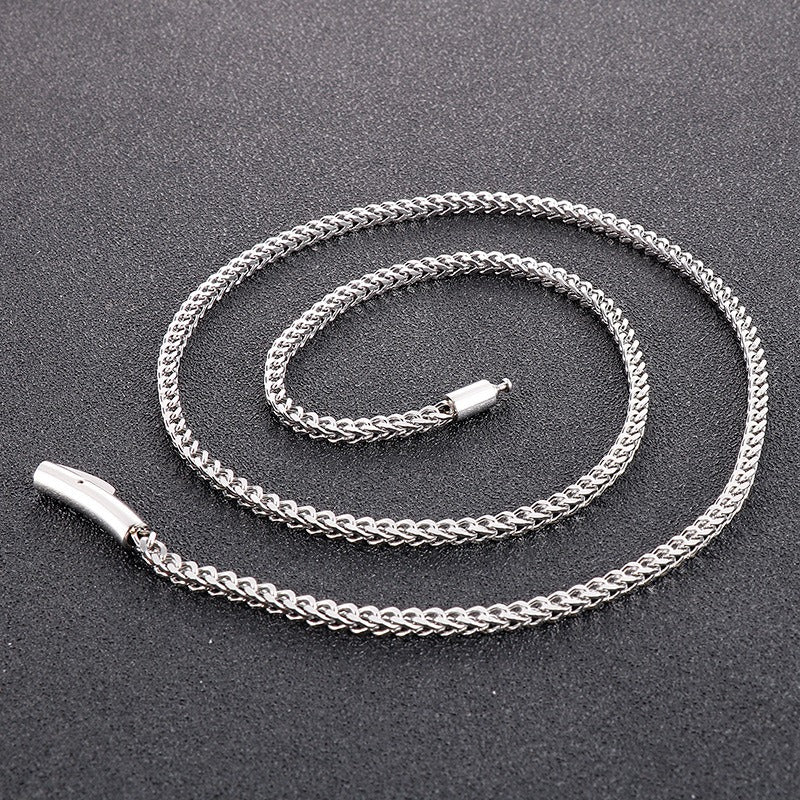 Kemstone Men’s Dragonbone Chain Necklace – 3mm Stainless Steel Magnetic Clasp Gold & Silver KN229117