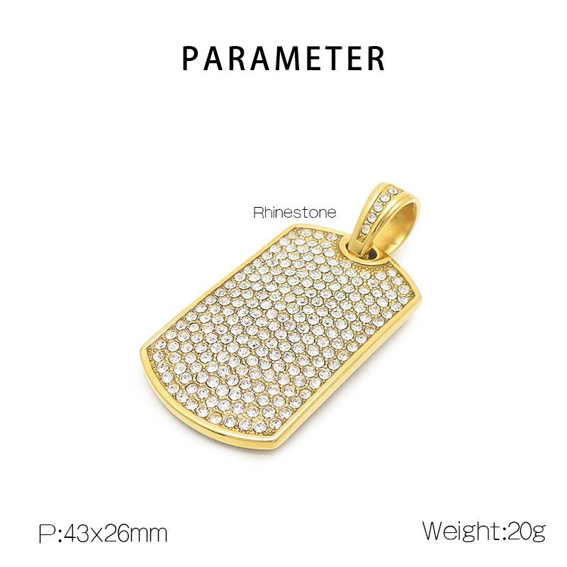 Kemstone Men's Iced-Out Pendant – Full Crystal Cuban Link Stainless Steel KP130506