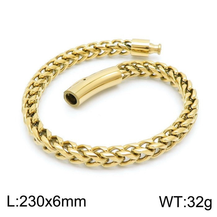 Kemstone Retro Titanium Steel Chain Bracelet – Minimalist Hip-Hop Jewelry for Men’s Daily Wear KB95694