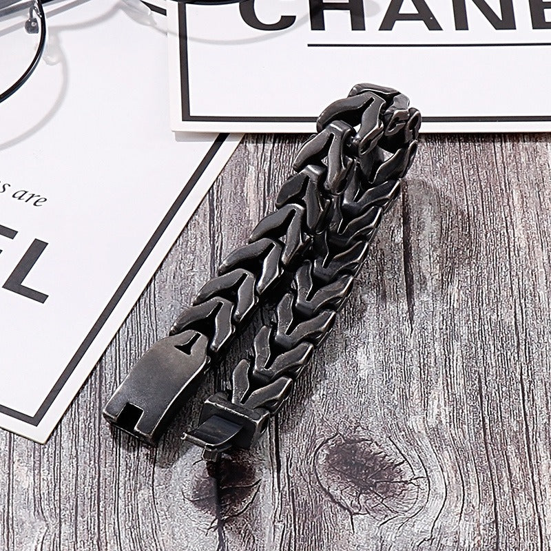 Kemstone Vintage Punk Titanium Steel Bone Chain Bracelet – Bold Retro Style KB148837