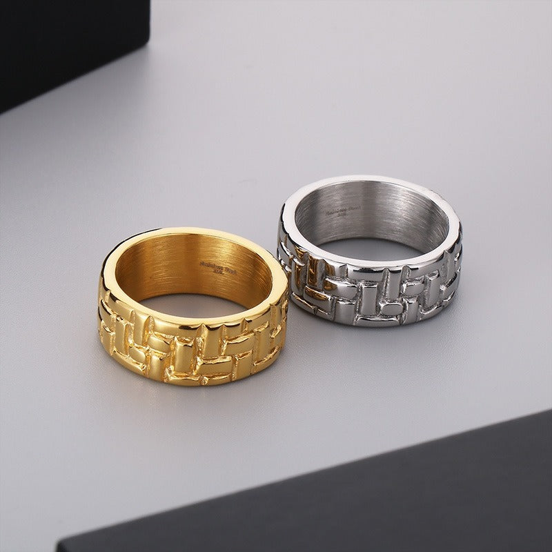 Kemstone Stainless Steel Minimalist Ring – Geometric Circle Band for Men | Urban Gothic Streetwear Style KR107928-KJX