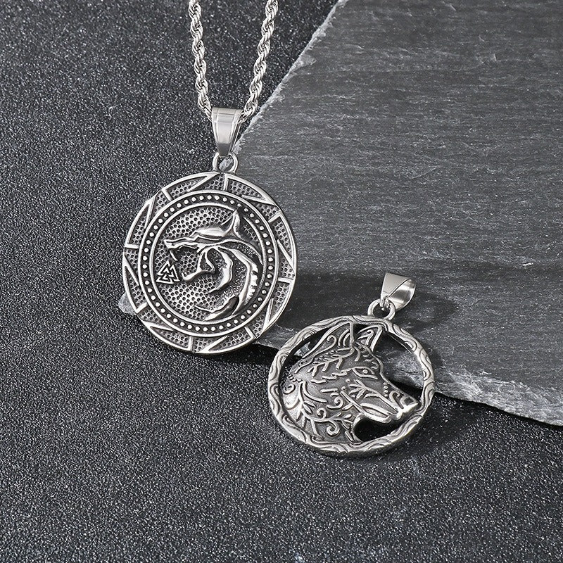 Kemstone Viking Wolf Pendant Necklace for Men – Stainless Steel Symbol Jewelry KP116382-MZOZ