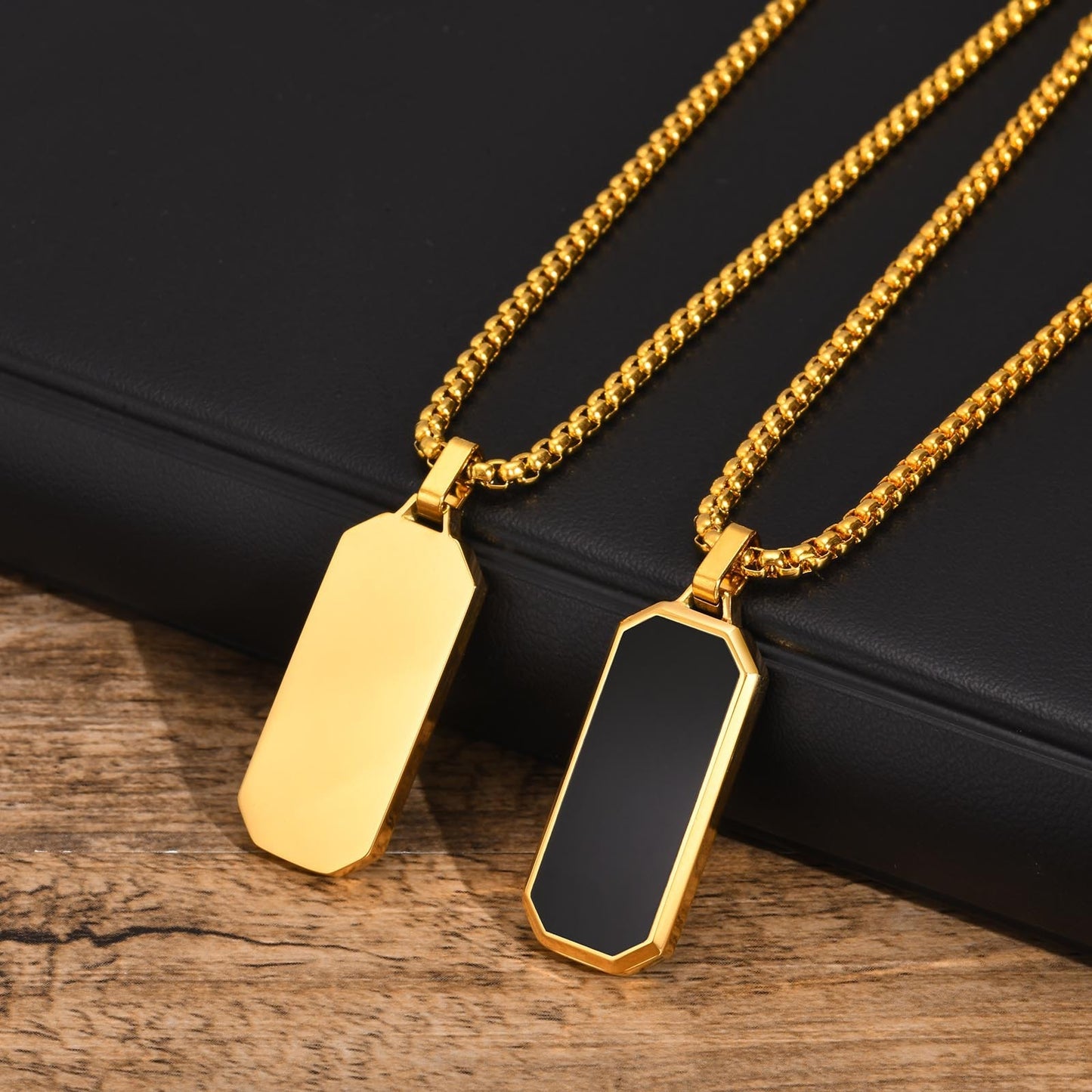 Men’s Stainless Steel Dog Tag Necklace – Geometric Minimalist Pendant PN-1858