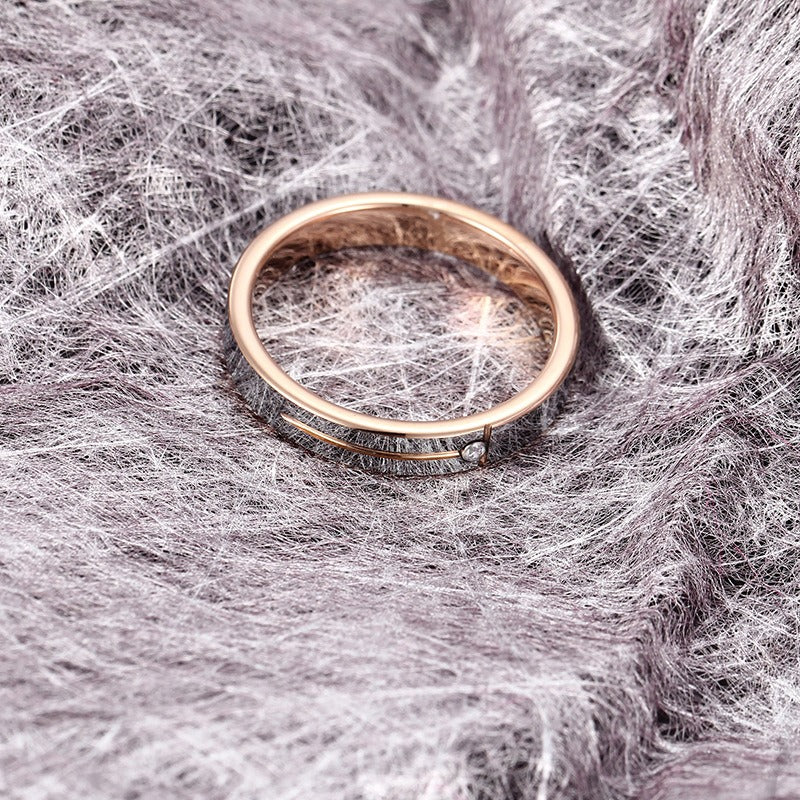 Anillo de pareja de acero de tungsteno Kemstone con detalle de un solo cristal – Joyería minimalista moderna KR40149