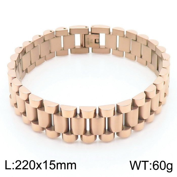 Kemstone Men's Stainless Steel Watchband Bracelet – Adjustable Geometric Hexagon Mesh Design