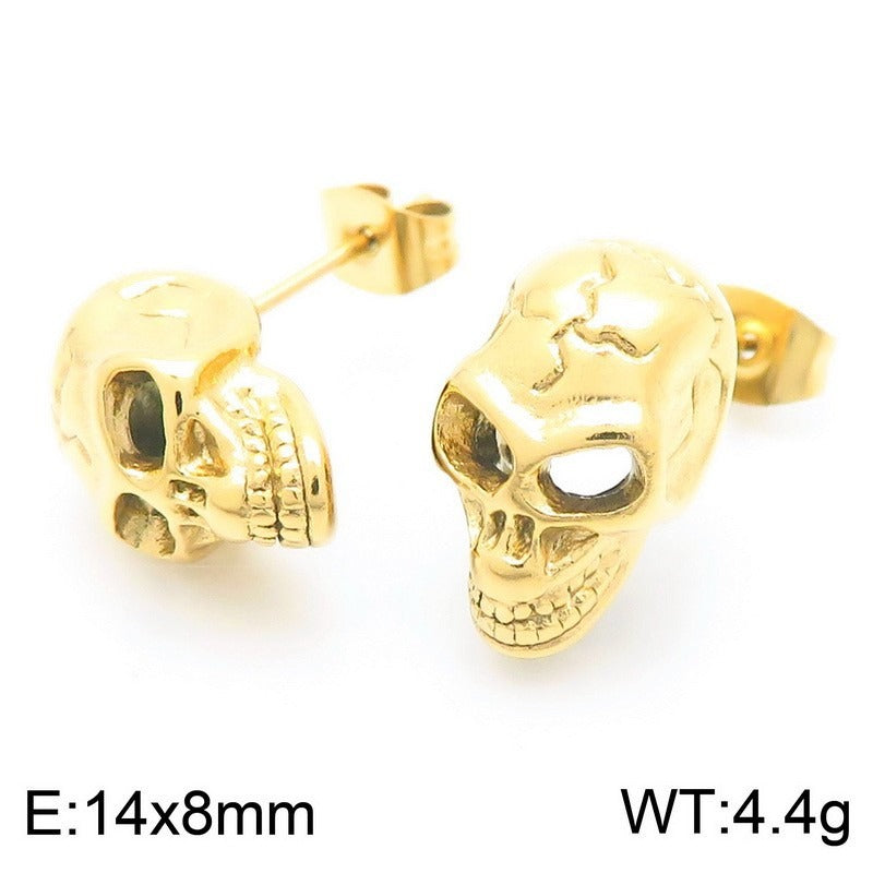 Kemstone Men’s Stainless Steel Skull Stud Earrings – Gothic Punk Style KE117706-KJX
