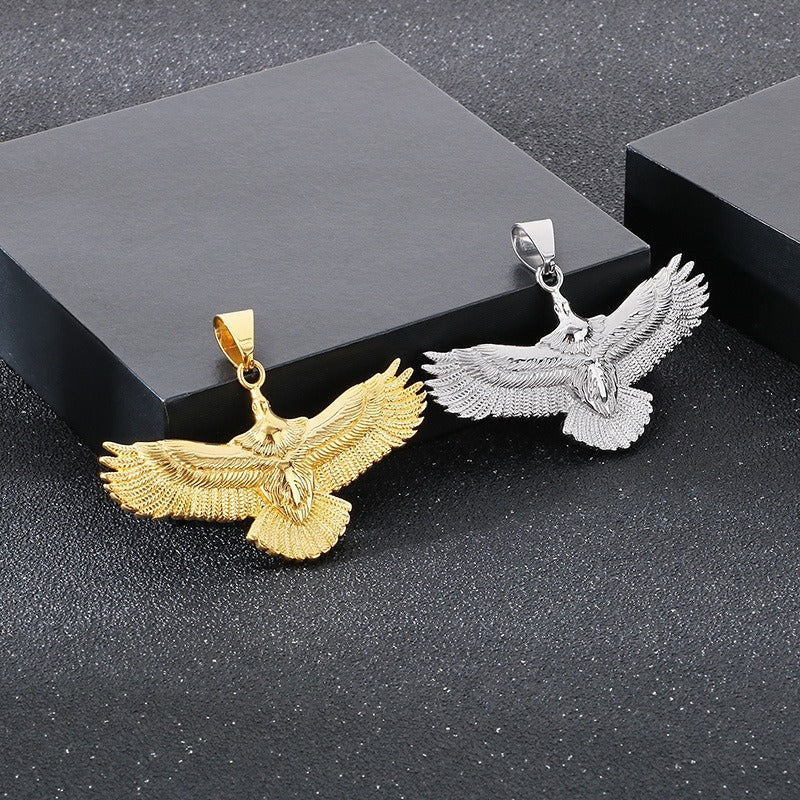 Kemstone Eagle Wingspan Pendant Necklace – 316L Stainless Steel Bold Men's Jewelry KP130928