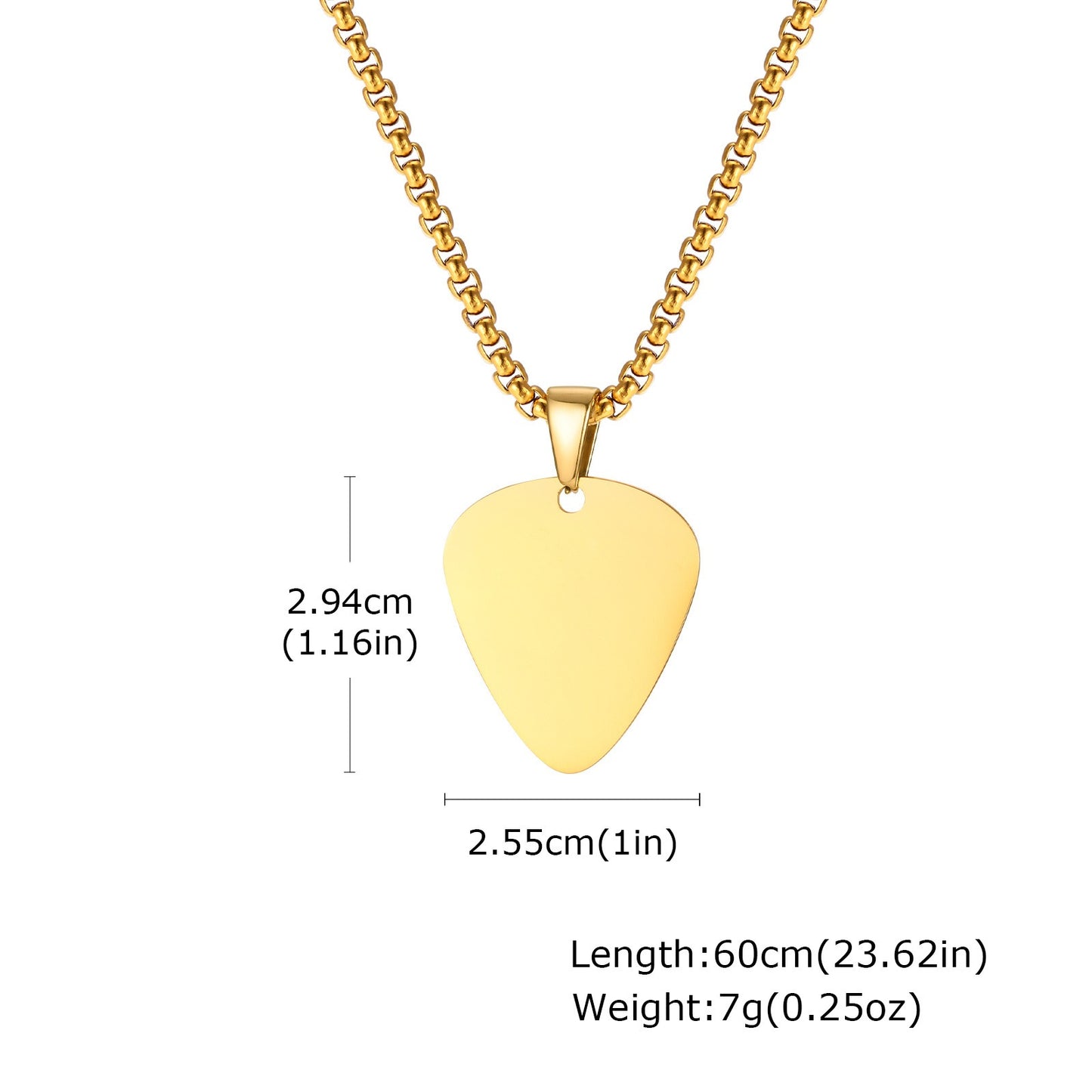 Kemstone Steel Guitar Pick Pendant Necklace – 316L Stainless Steel Minimalist Rock Jewelry PN-1843