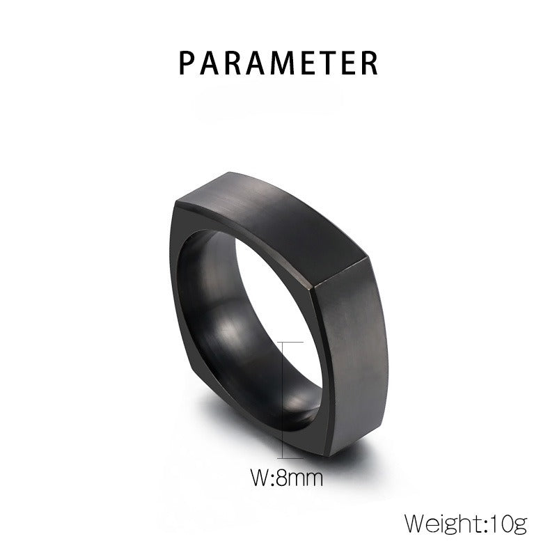 Anillo Kemstone cuadrado de acero cepillado para hombre: diseño minimalista moderno para el día a día KR102160-KFC