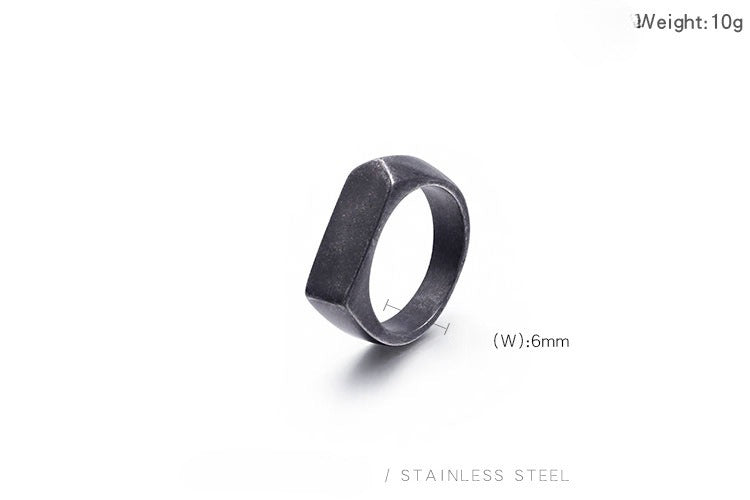 Kemstone Geometric Titanium Steel Ring – Matte Urban Streetwear Band for Men | Gothic Hip-Hop Style KR86567-KHX