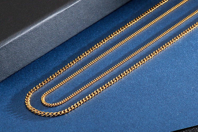 Kemstone Men’s Stainless Steel Curb Chain Necklace – 3-9.5mm Width, 45-50cm, Minimalist Street Armor KN93473-Z