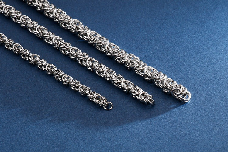 Kemstone Viking Dragonbone Chain Necklace for Men – Stainless Steel Biker Jewelry, 6-8mm KN93419-Z