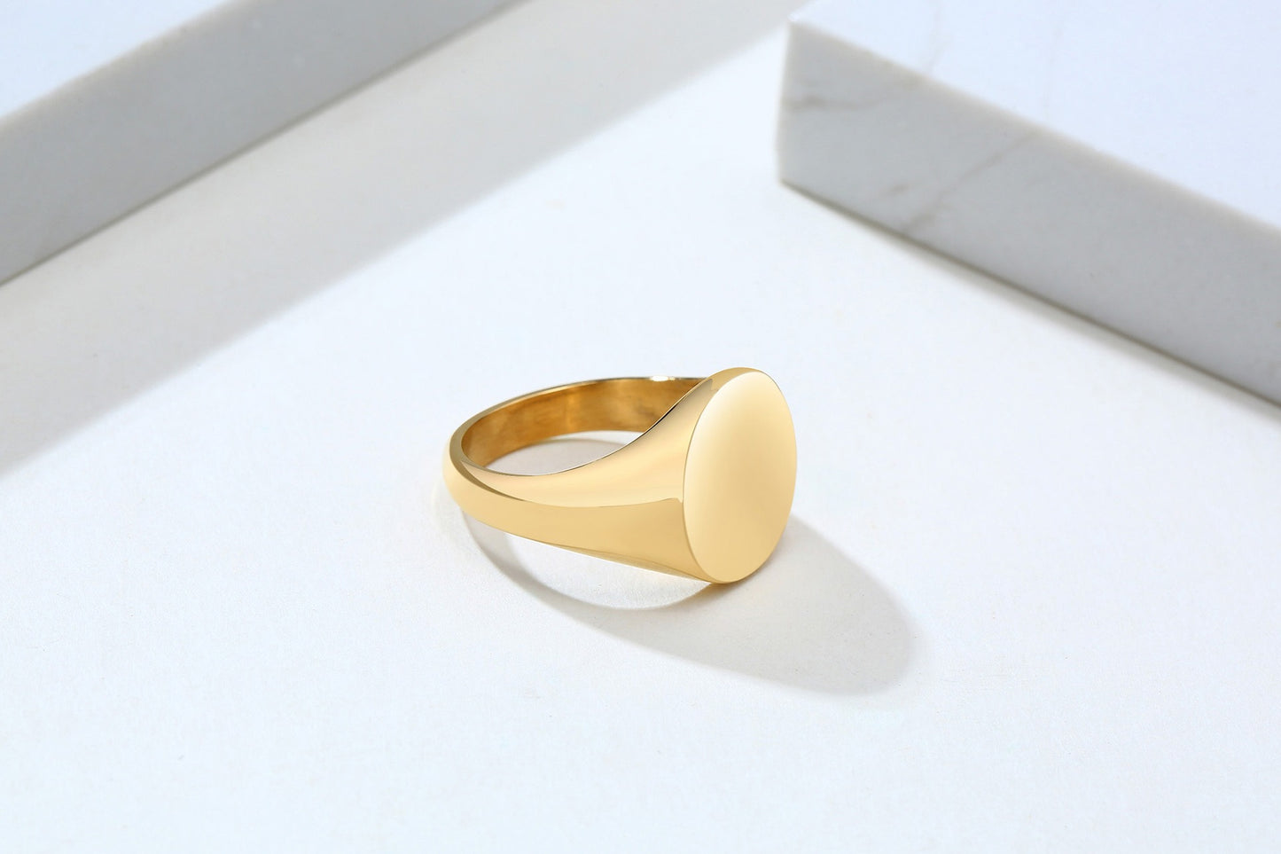 Anillo de acero inoxidable Kemstone con banda ancha - Joyería geométrica minimalista para parejas RC-448