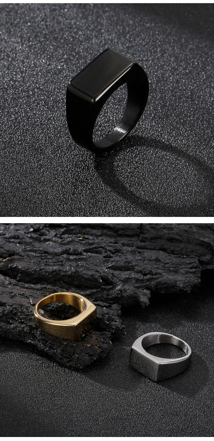 Kemstone Engravable Titanium Steel Ring for Men – Bold Geometric Edge, Custom Stainless Steel Statement Band KR92051