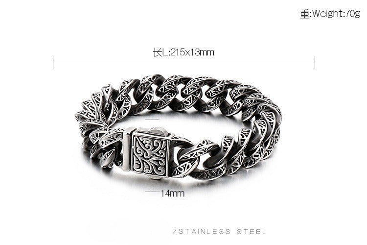 Kemstone Tribal Skeleton Chain Bracelet – Distressed Titanium Steel Men's Gothic Link Jewelry KB121932
