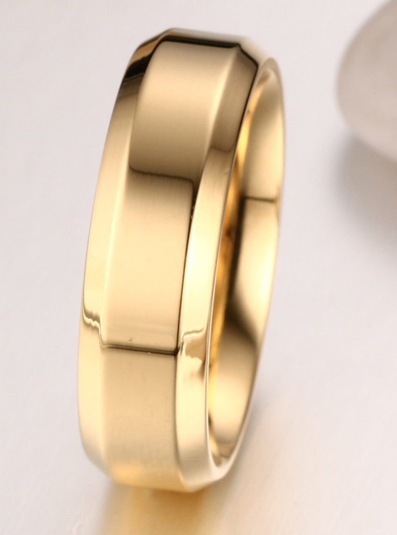 Kemstone Minimalist Power Band – 6mm Stainless Steel Black Ring | Gothic Street Style R-143