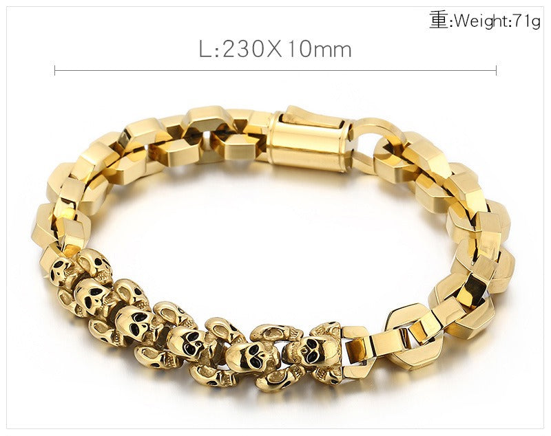 Kemstone Creative Skull Fusion Titanium Steel Men's Bracelet – Bold Punk Style KB152155-KFC