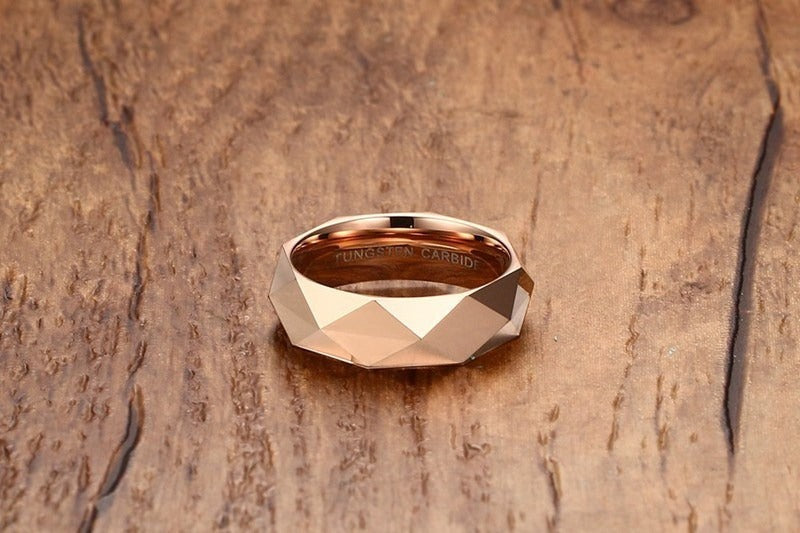 Kemstone 6MM Faceted Tungsten Steel Ring β Geometric Edge Durable Design TCR-033