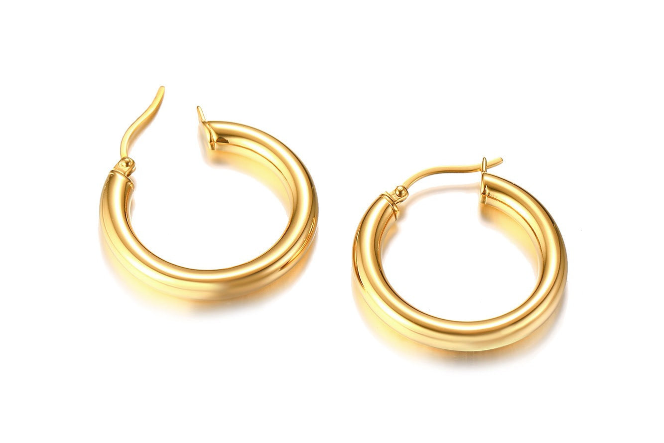 Aros minimalistas de acero y titanio Kemstone para mujer: oro y plata - Elegancia ligera y cotidiana EH-239