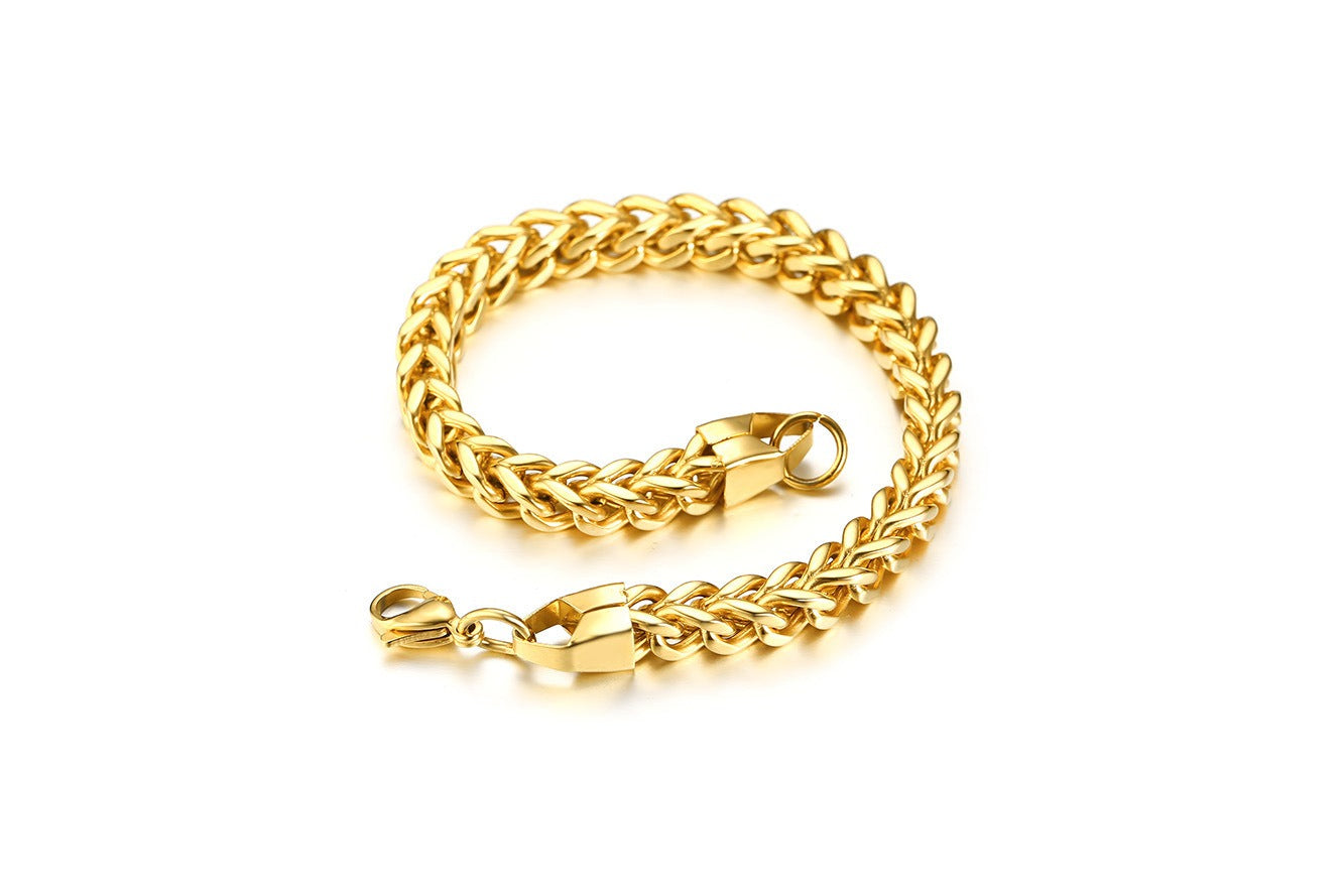 Kemstone Men’s Stainless Steel Viking Chain Bracelet – Hexagonal Link Curb Design BR-625
