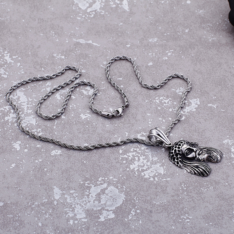 Kemstone Titanium Steel Vintage Warrior Pendant Necklace for Men KP59122-BD