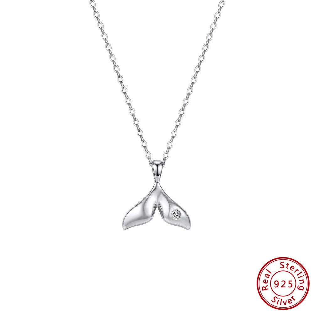 Kemstone Dainty Mermaid Tail Necklace for Women 925 Sterling Silver Cubic Zirconia Gold Silver SAPN64