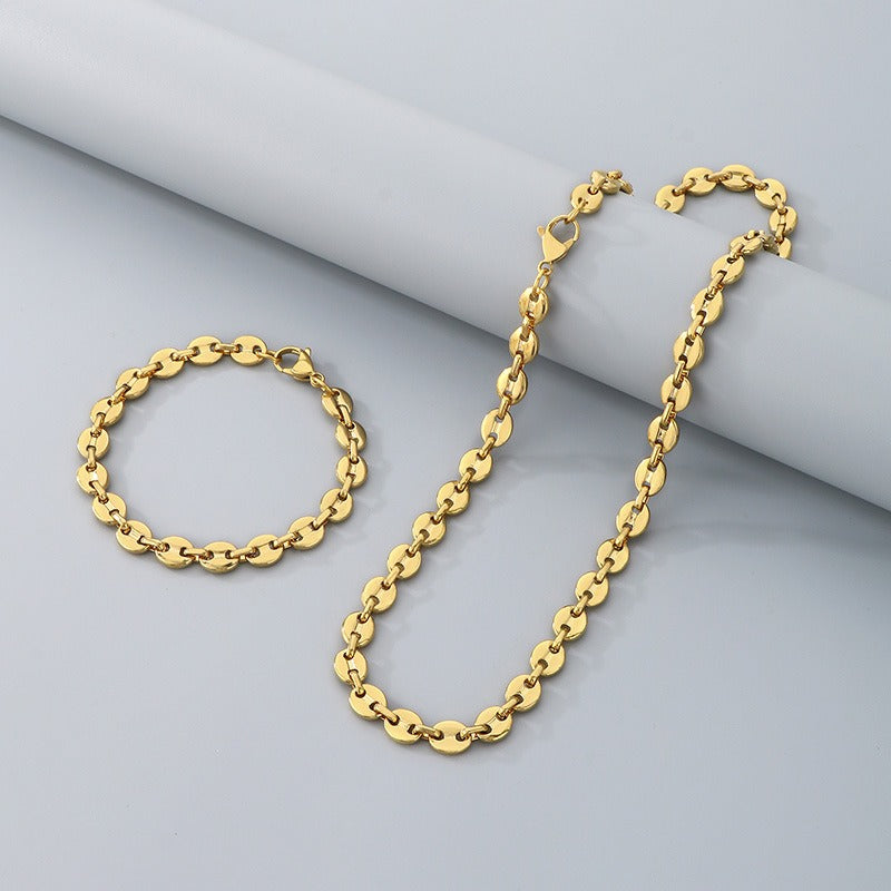 Kemstone Titanium Steel Chain Bracelet – Geometric Pig Nose Link for Men | Urban Gothic Streetwear Style KS193903-Z