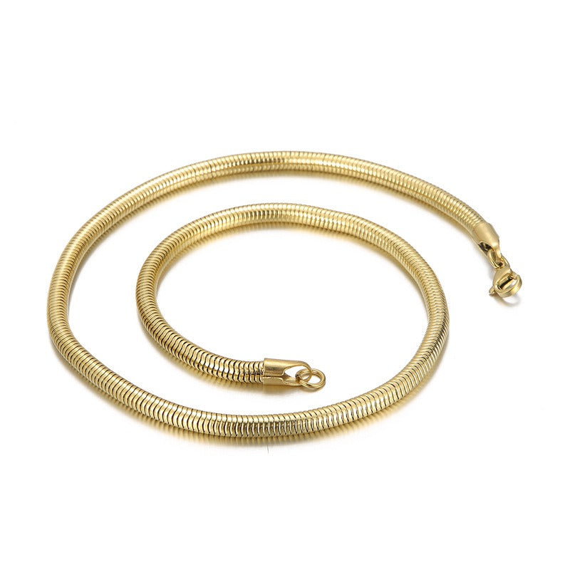 Kemstone Snake Chain Necklace for Men – 5mm 6mm Stainless Steel Streetwear Jewelry KN203822-Z