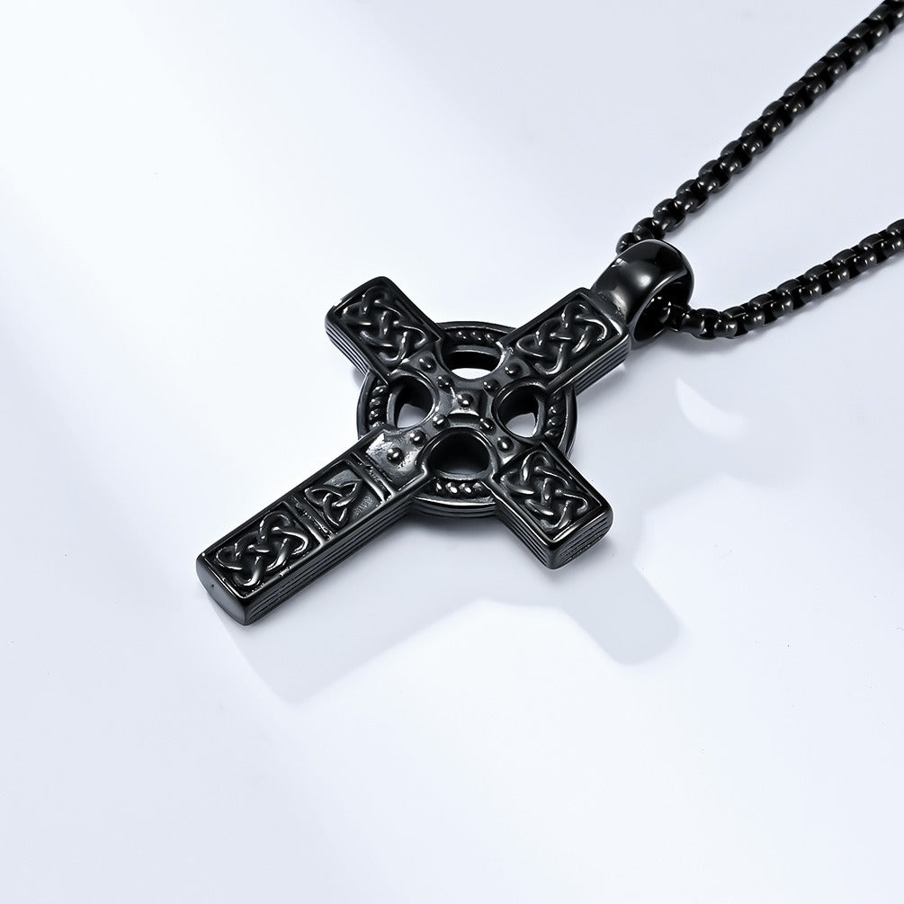 Kemstone Men’s Celtic Cross Pendant Necklace – Stainless Steel Faith & Strength K-PT453