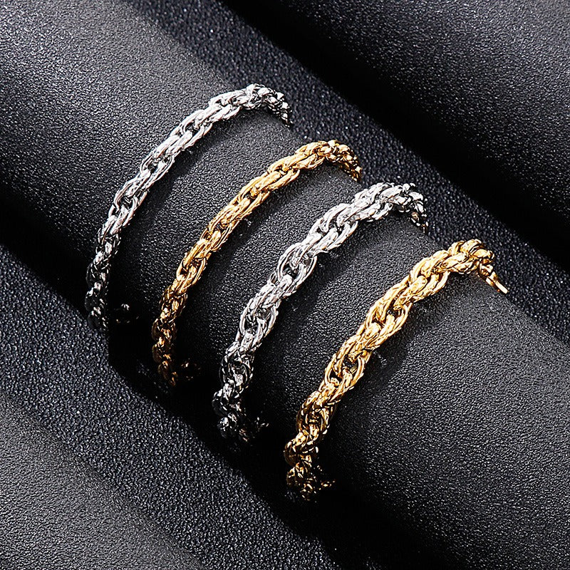 Kemstone Heavy Rope Twist Stainless Steel Chain – Bold Hip-Hop Men’s Necklace & Bracelet KS138928-Z