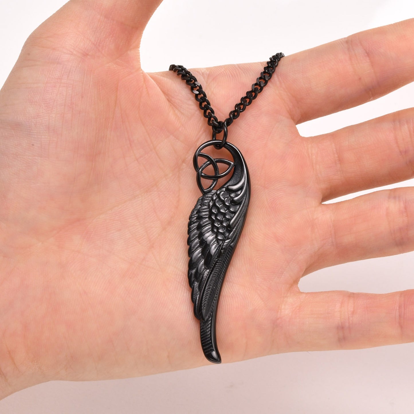 Kemstone Men’s Stainless Steel Celtic Knot Angel Wing Necklace – Vintage Pendant Gold/Black PN-1682