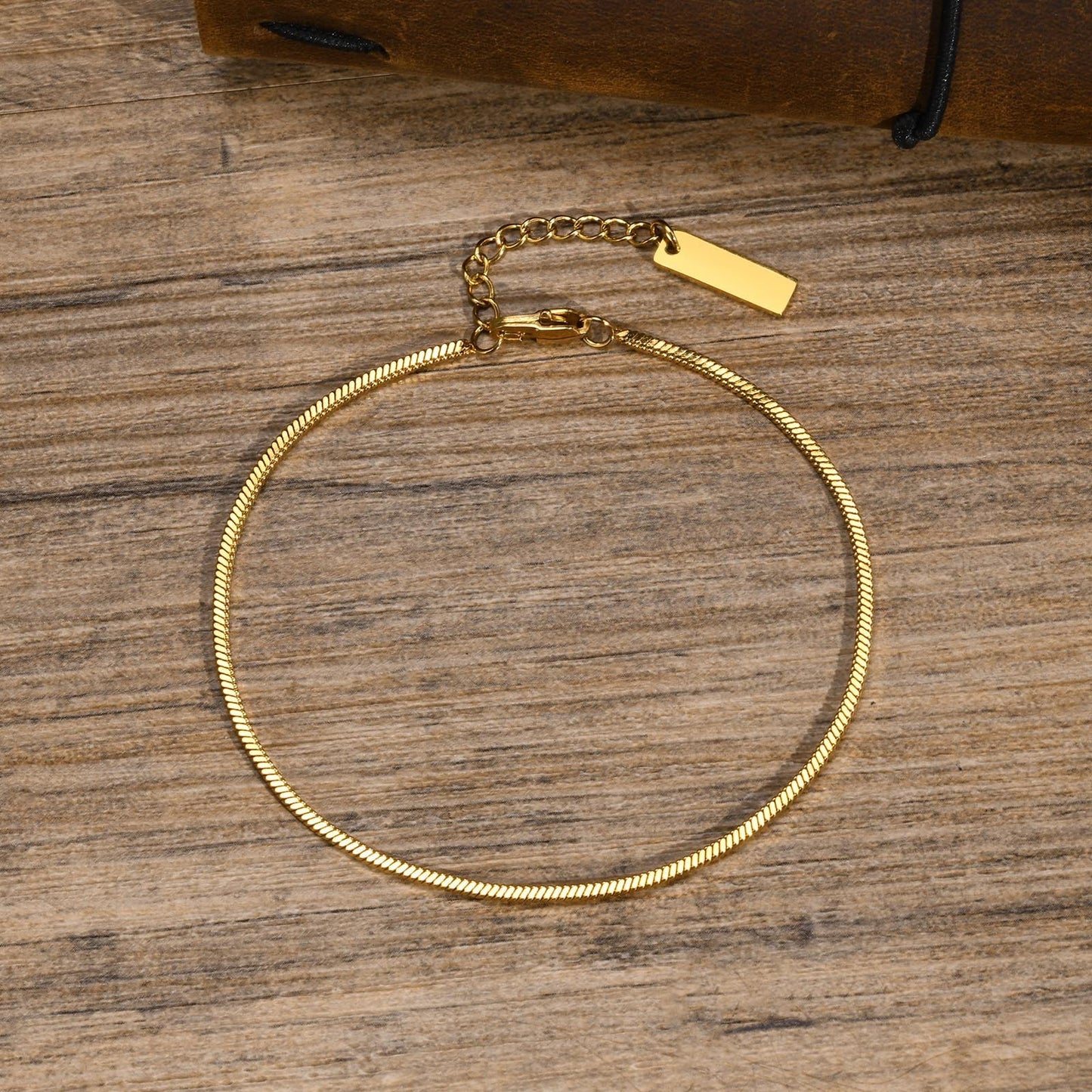 Kemstone Square Snake Chain Bracelet – Gold Stainless Steel Minimalist Men’s Jewelry BR-1498