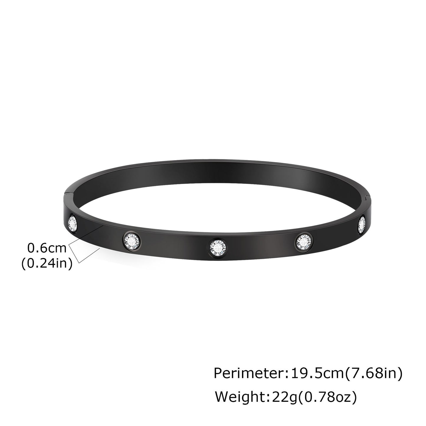 Brazalete minimalista de cristal Kemstone de acero inoxidable de 6 mm | Ligero - Ideal para el día a día B-478