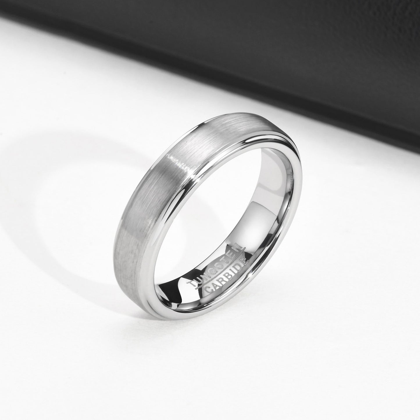 Kemstone Tungsten Steel Graduation Ring – 5mm Black & Gold Matte Finish Men's TCR-061