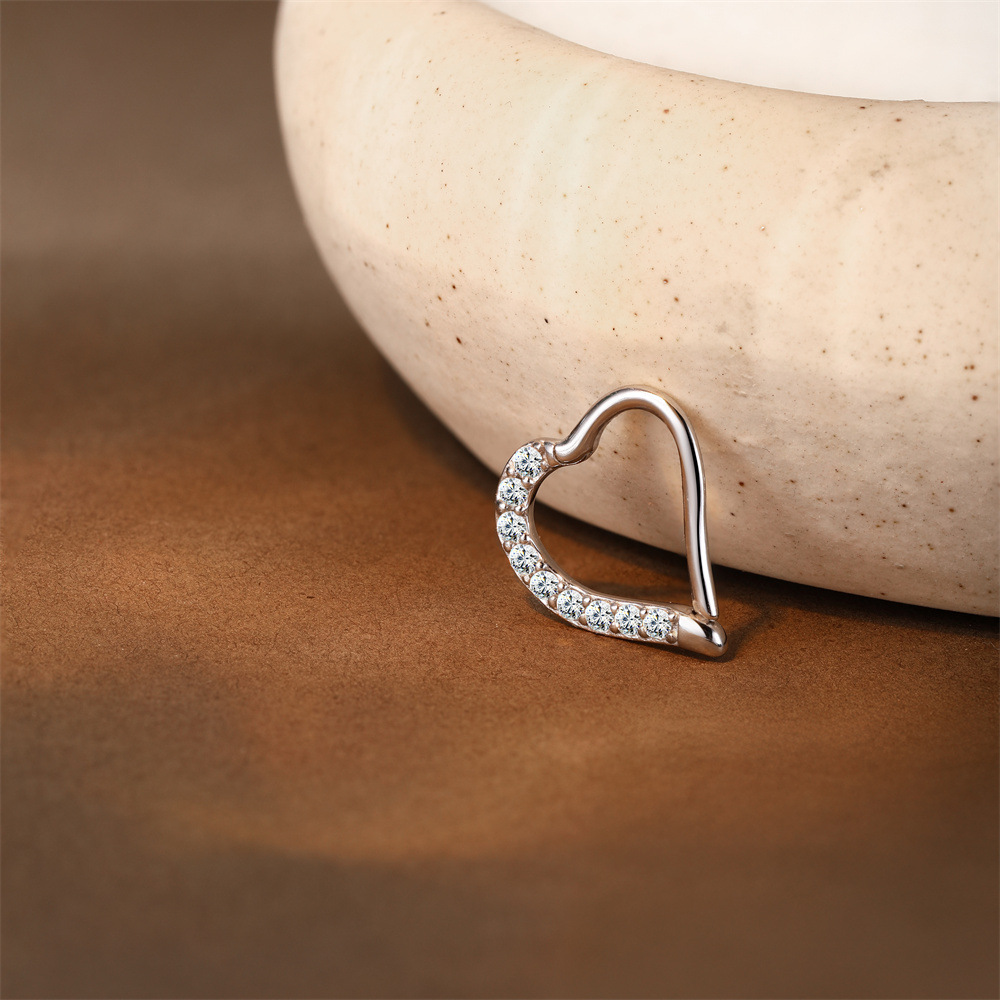Kemstone 925 Sterling Silver Moissanite Heart Cartilage Hoop for Women M60225780663A