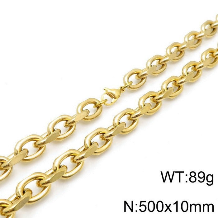 Kemstone Matte Stainless Steel O-Link Chain Set – Gothic Rock Choker & Bracelet for Men’s Urban Streetwear KS138454-Z