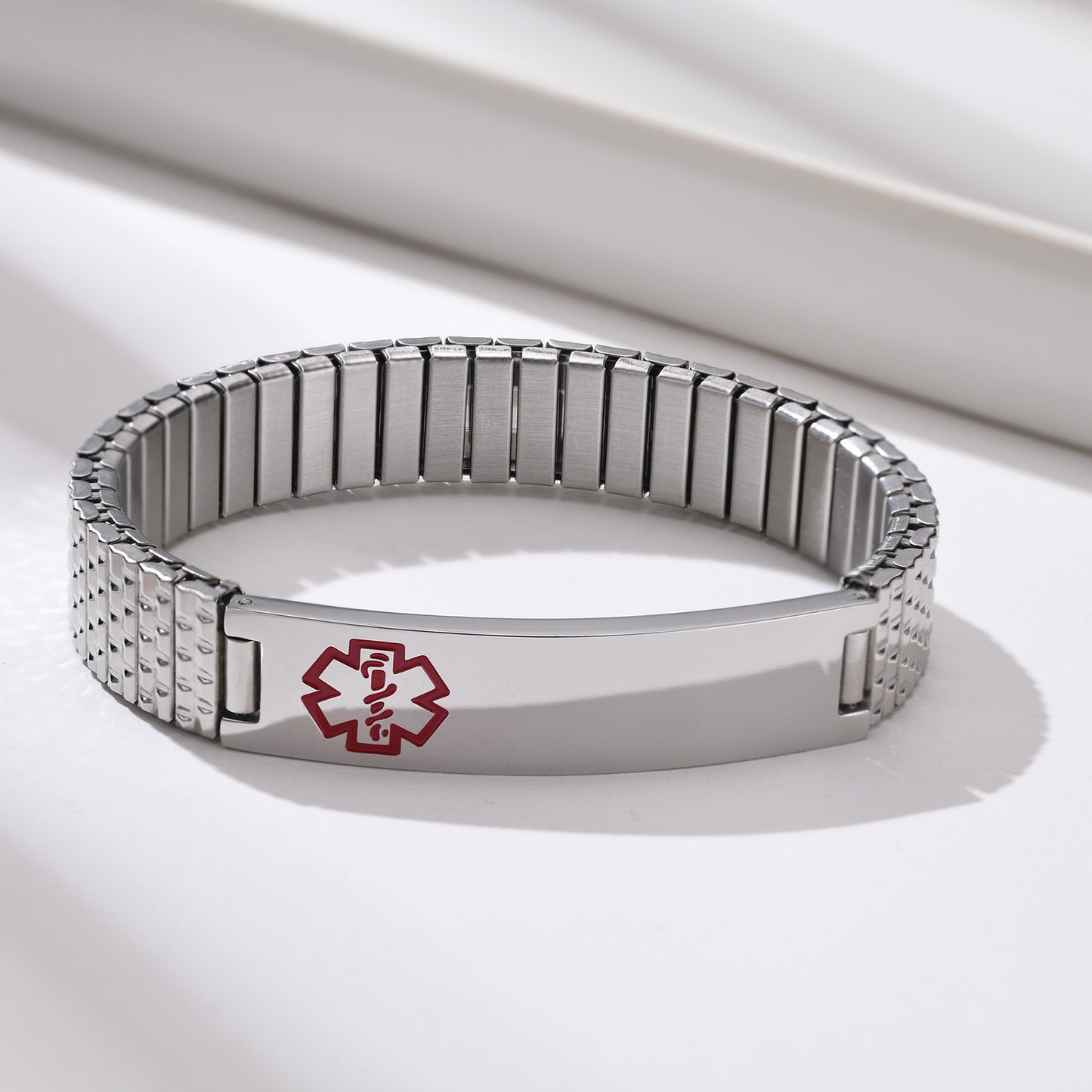 Pulsera elástica de alerta médica – Banda de identificación de acero inoxidable de 12 mm BR-263