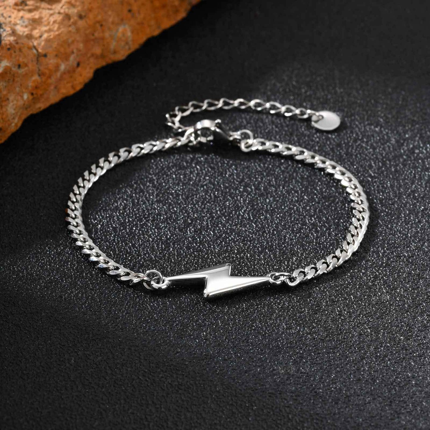 Kemstone Lightning Bolt Bracelet – Stainless Steel Couples Jewelry, Silver/Gold BR-2620