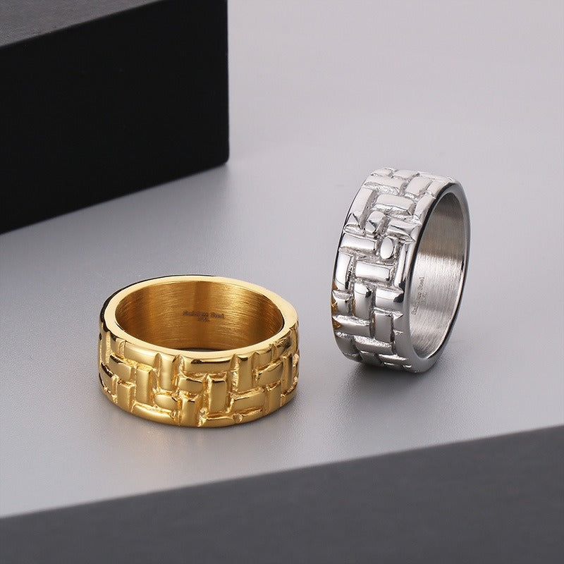Kemstone Stainless Steel Minimalist Ring – Geometric Circle Band for Men | Urban Gothic Streetwear Style KR107928-KJX