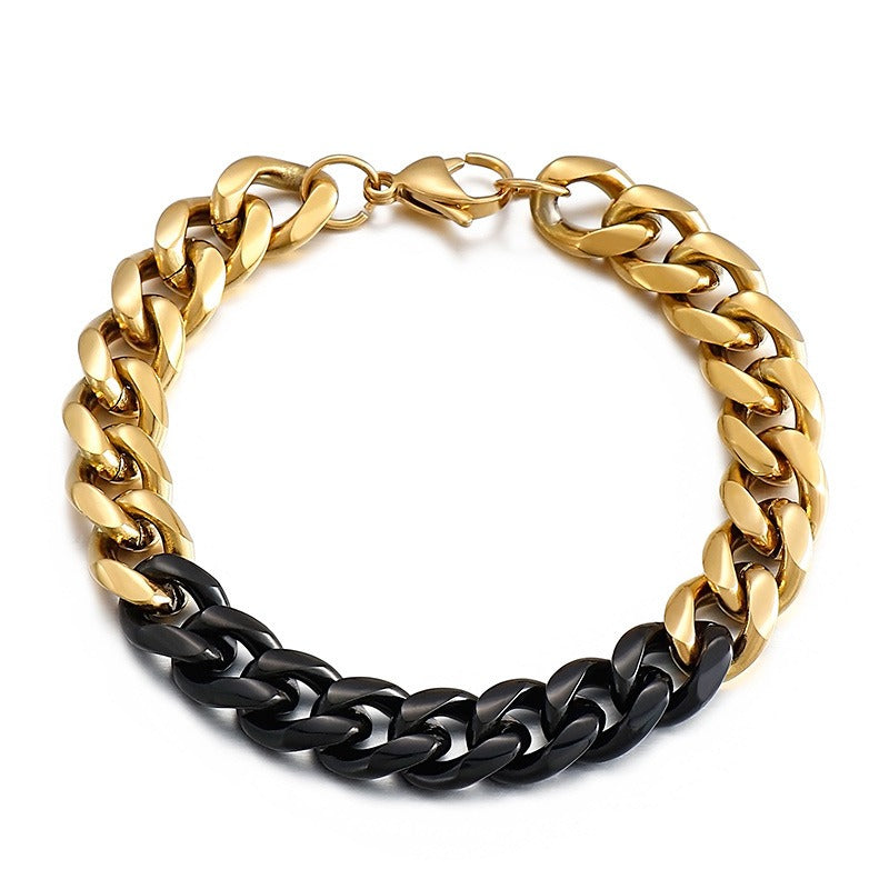 Kemstone Modular Titanium Steel Bracelet – Multi-Tone Urban Link Design, Adjustable Streetwear Accessory for Men KB139945-Z