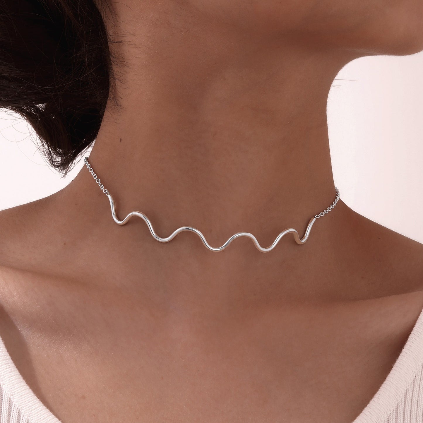Wave Choker & Bracelet for Women – Stainless Steel Minimalist Street Jewelry | Gothic Nordic Vibe NC-1809