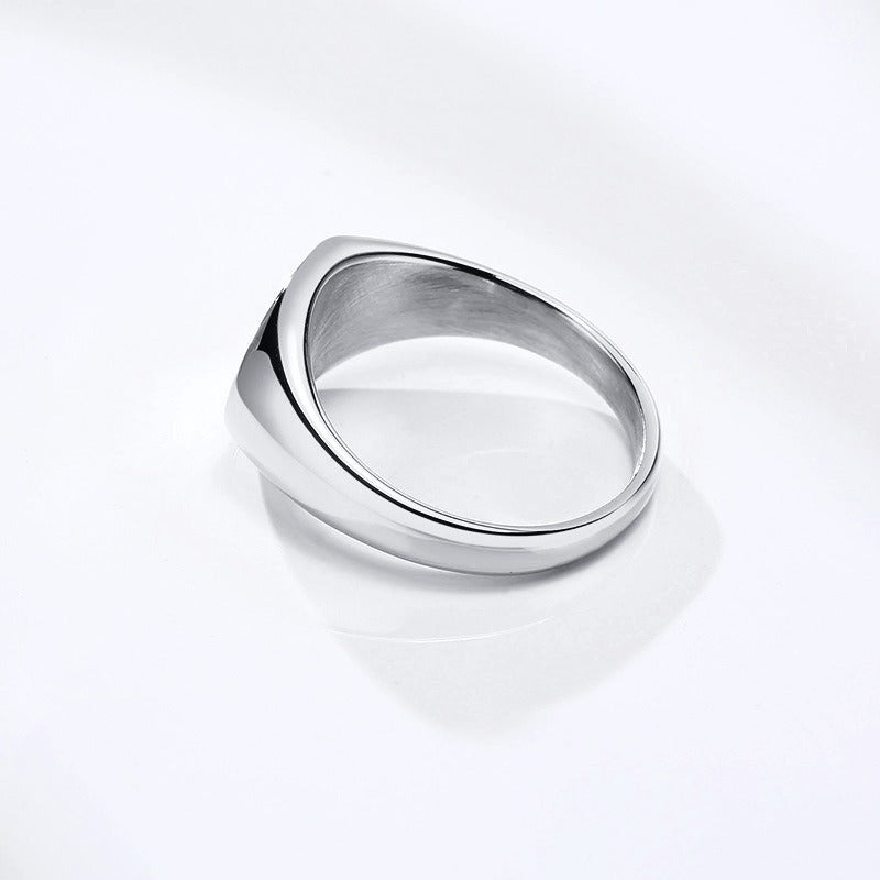 Anillo ovalado de acero inoxidable Kemstone - Joyería minimalista apilable de graduación para mujer RC-471