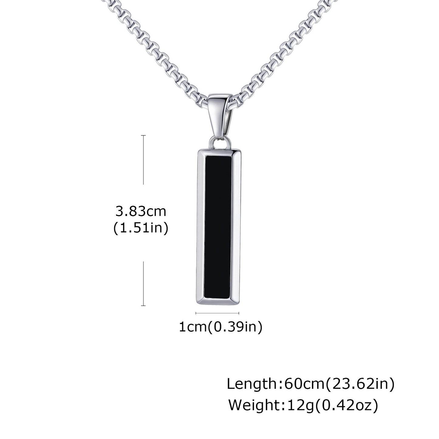 Kemstone Stainless Steel Geometric Bar Pendant Necklace for Men with Onyx or Turquoise PN-2221