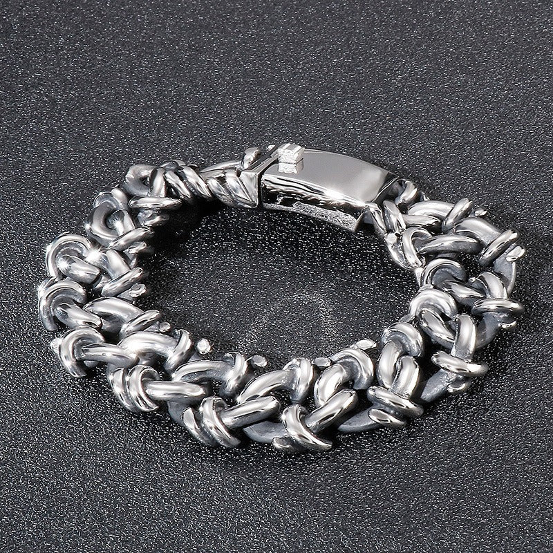 Kemstone Men’s Stainless Steel Viking Chain Bracelet – 16–20mm Gothic Street Warrior KB82293-BD
