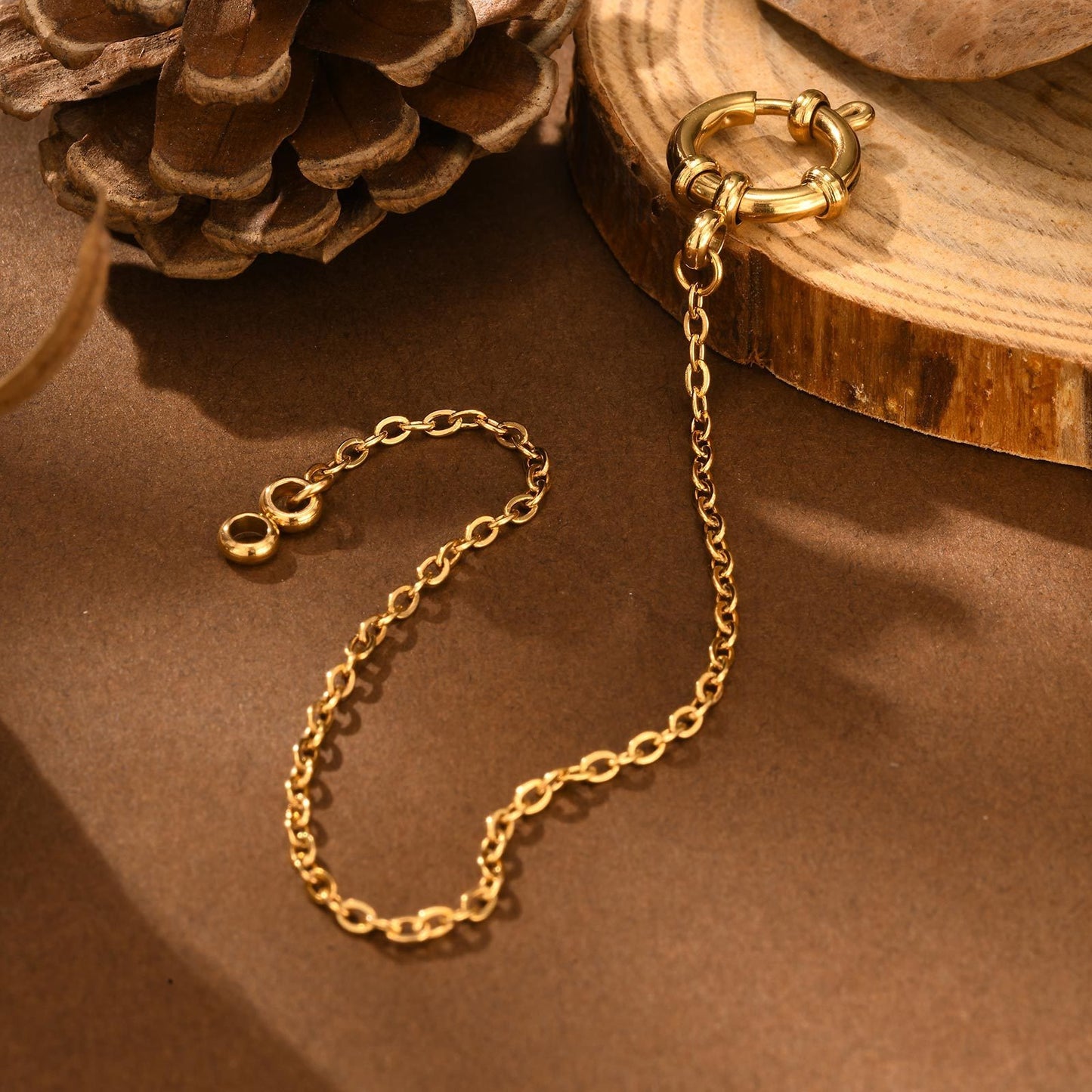 Elegante pulsera de cadena cuadrada de acero inoxidable con cierre de burbuja - Joyería minimalista de oro para mujer, ideal para uso diario y regalo BR-2167