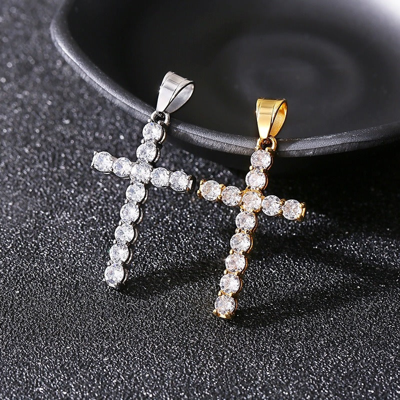 Ciondolo a croce in acciaio inossidabile Kemstone Urban Edge - Zircone micro-incastonato Hip-Hop per uomo KP116402